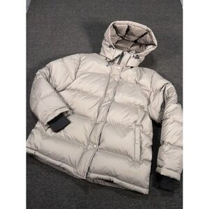 Quince Responsible Down Puffer Jacket Women's XL Stone Taupe Full Zip Hooded